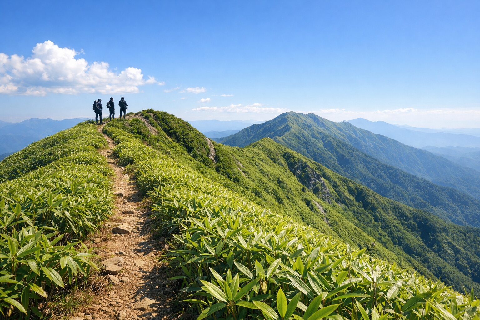山頂に向かう登山者たち