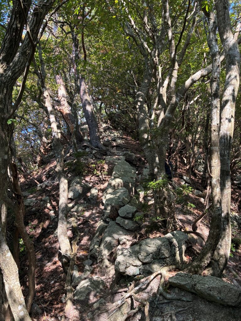 中尾根の急な岩場